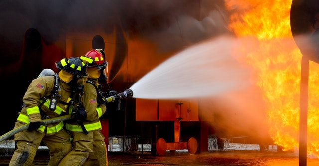 firefighter fighting a fire 