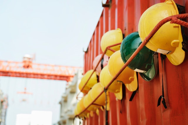 row of safety hats 