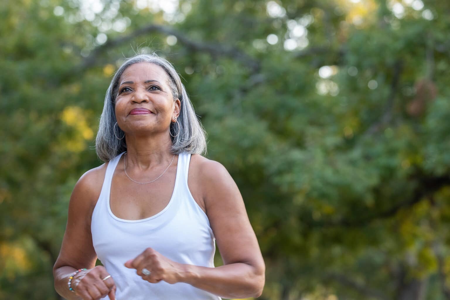 Woman exercising outdoors.