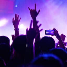 Large group of people enjoying at music festival